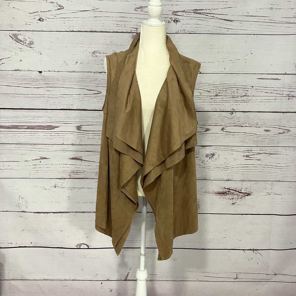 Lila Rose Vest Womens Size 1X Faux Suede Draped Open Waterfall Plus Boho